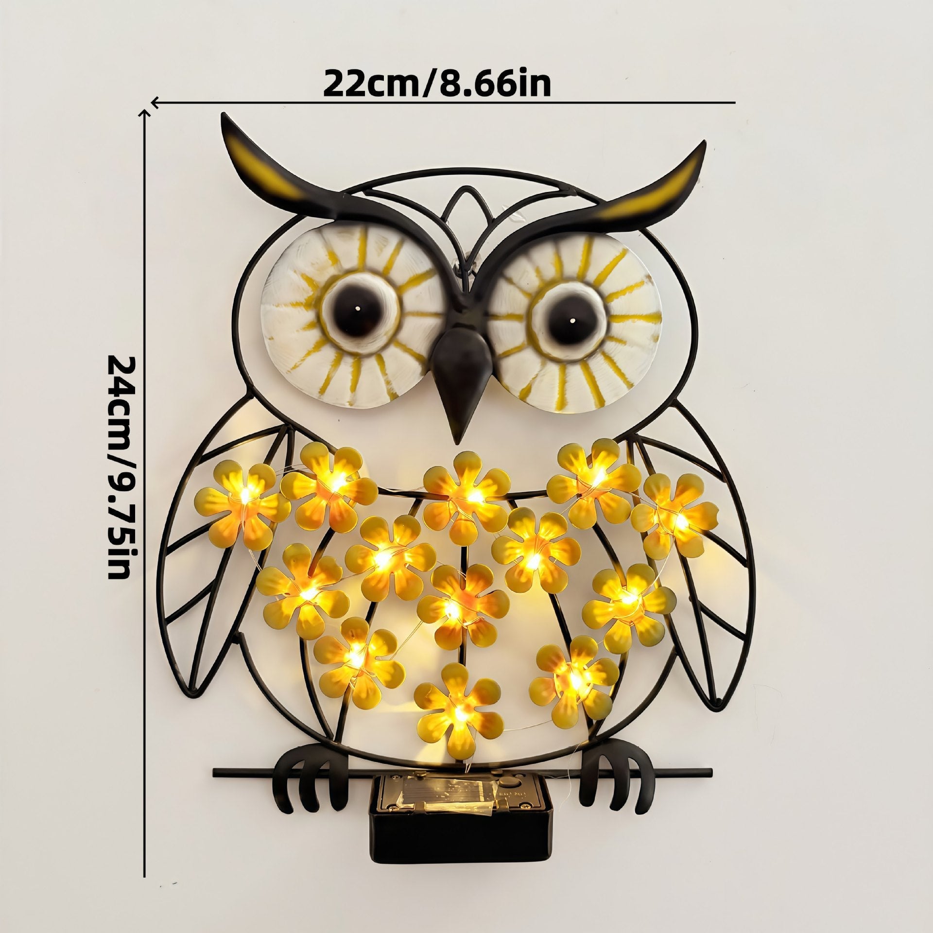Applique murale décorative en métal abeille avec lampe LED féerique intégrée et module solaire