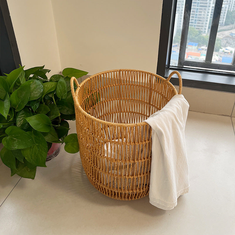 Panier à linge rond tressé pour femme