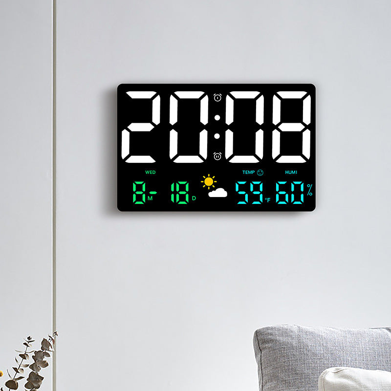 Horloge de décoration murale numérique avec affichage de la température et de l'humidité