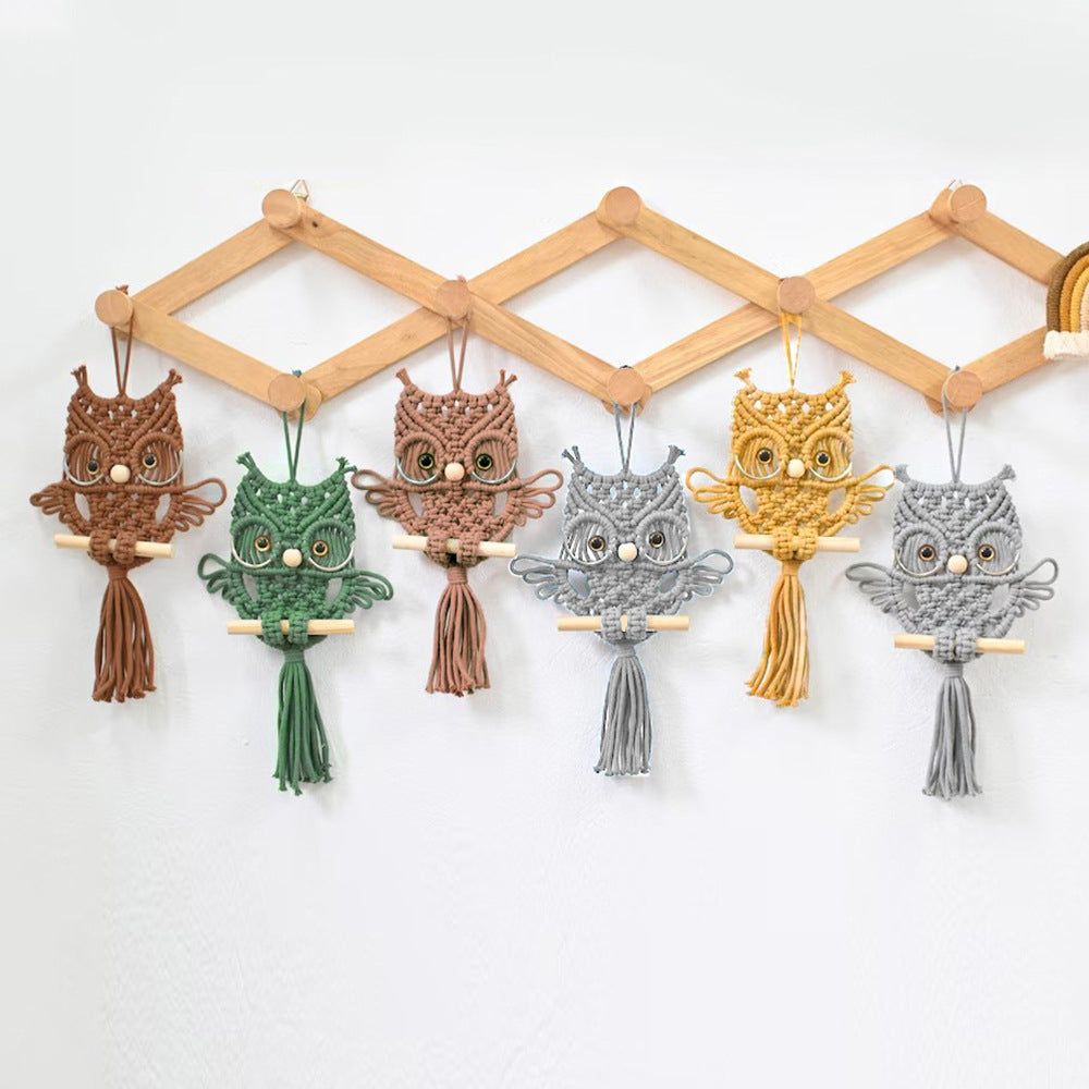Décoration murale en macramé, en forme de chouette, fil durable, installation facile, taille 20 × 51 cm
