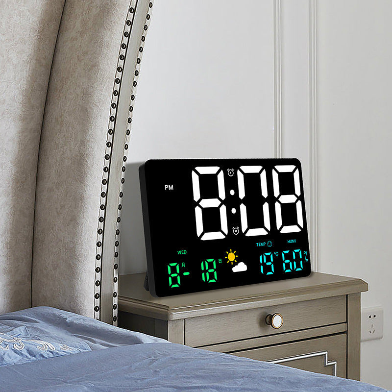 Horloge de décoration murale numérique avec affichage de la température et de l'humidité