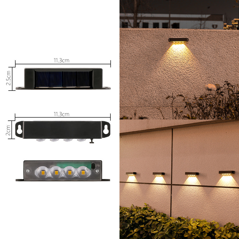 Applique murale LED compacte à détecteur de mouvement à énergie solaire pour escaliers et clôtures extérieures