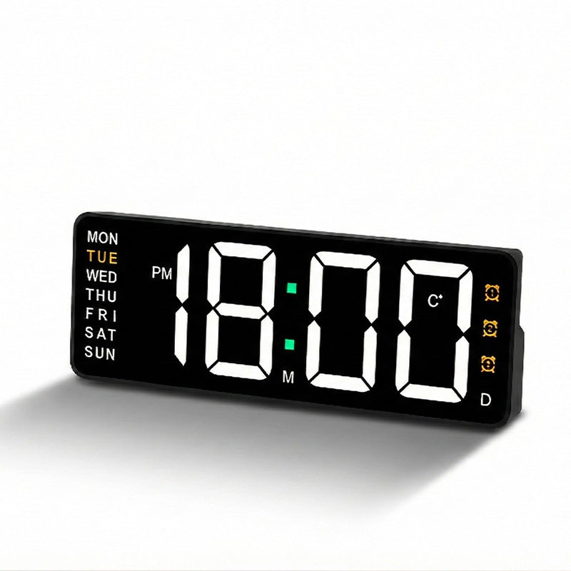 Horloge murale numérique avec affichage de la température et du jour de la semaine