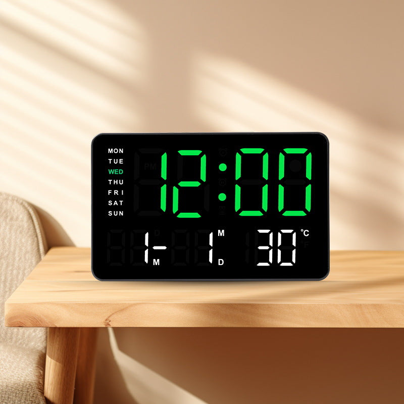 Horloge murale numérique avec affichage de la température et de la date