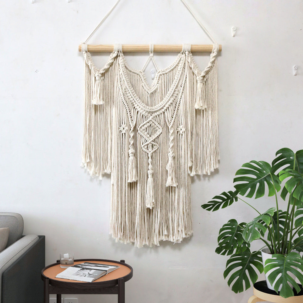 Décoration murale en macramé avec franges créatives