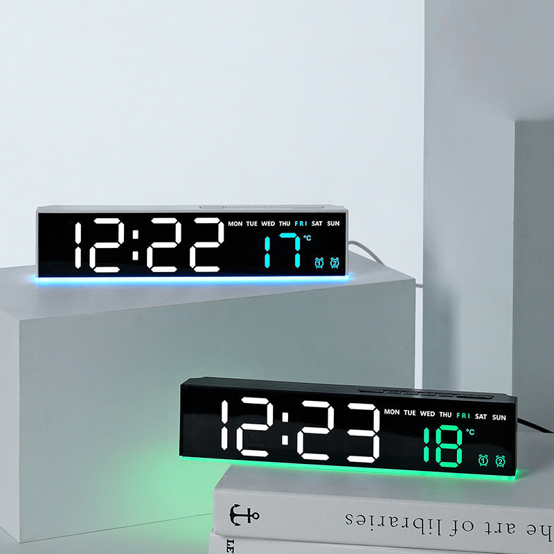 Horloge murale numérique avec grands chiffres LED et affichage de la température