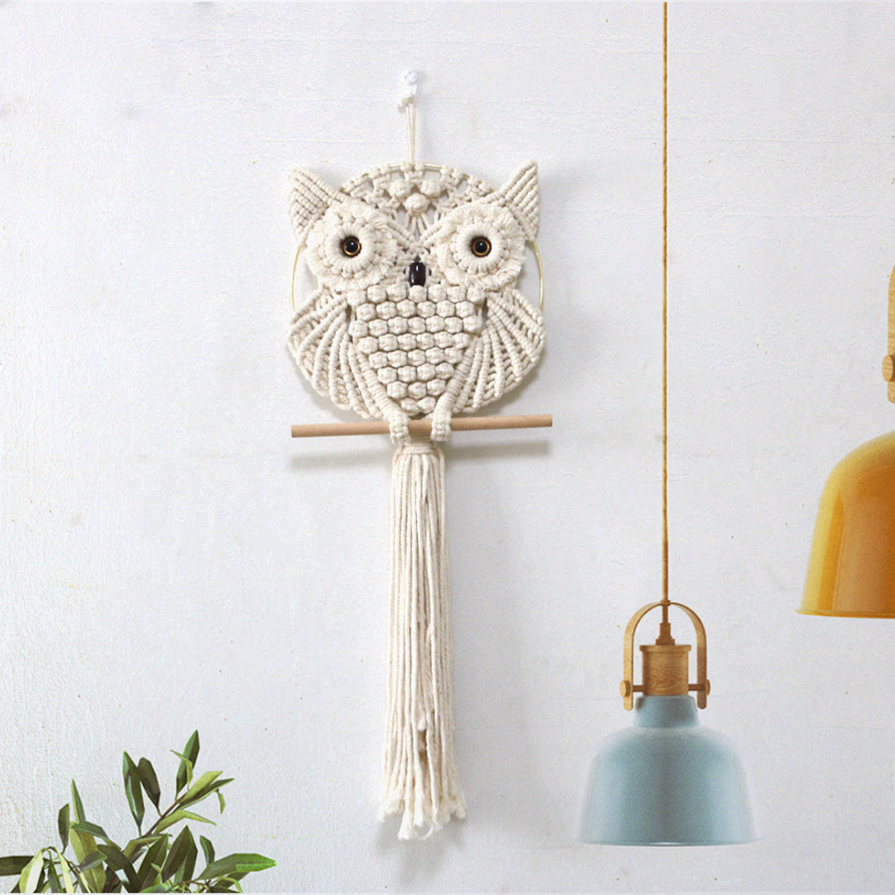 Décoration murale en macramé forme hibou, macramé de haute qualité, idéale pour salon et chambre de bébé