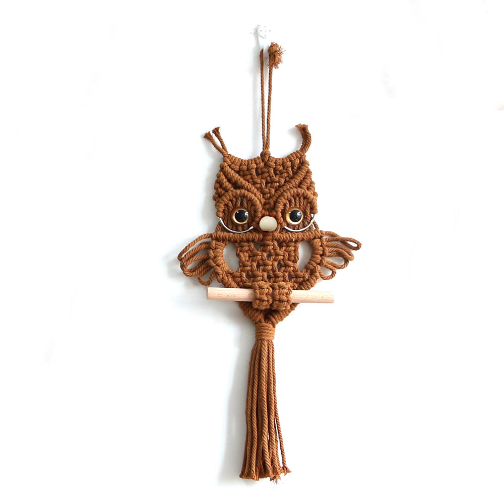 Décoration murale en macramé, en forme de chouette, fil durable, installation facile, taille 20 × 51 cm