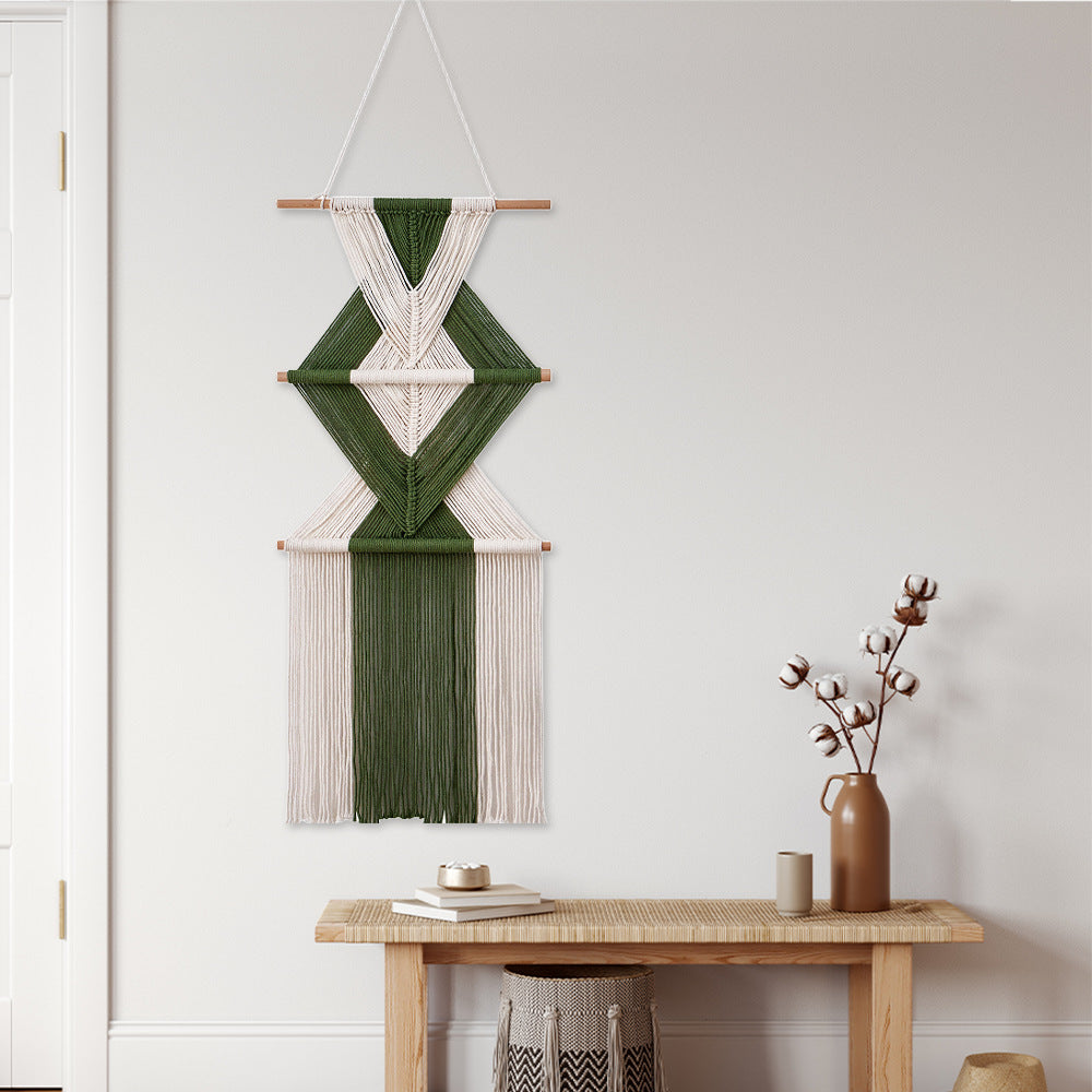 Décoration murale en macramé à motif géométrique