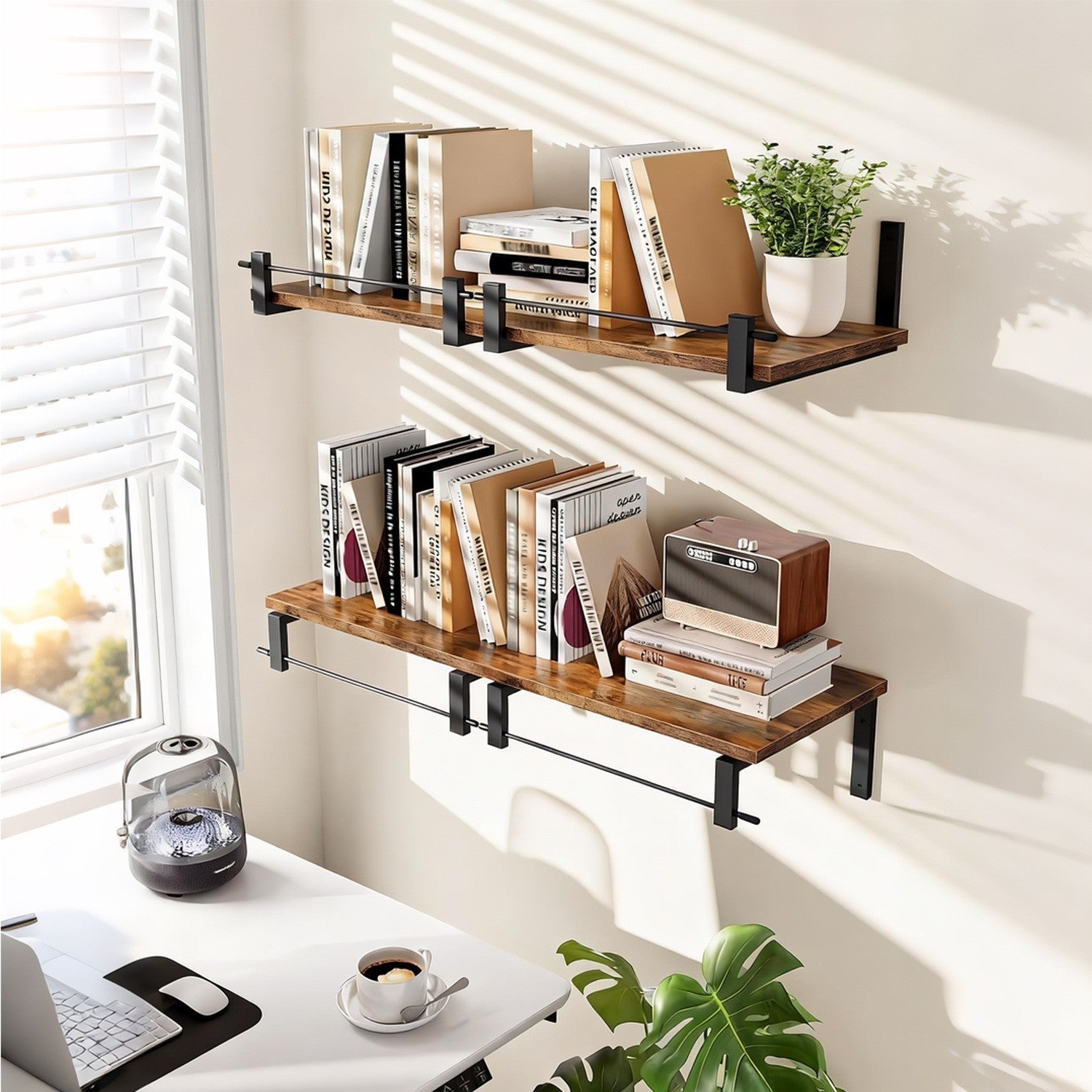 Etagère murale au design industriel bois-métal