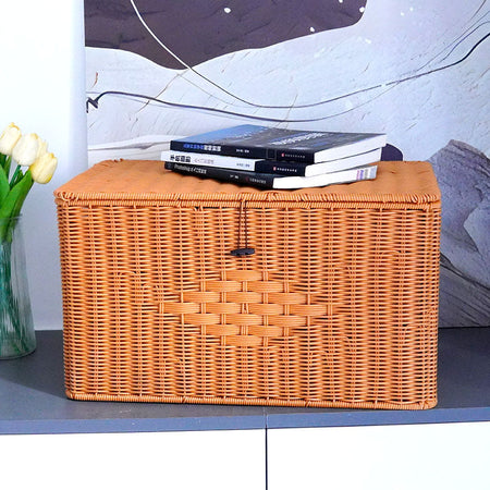 Panier à linge rectangulaire pour femme en matériau tressé