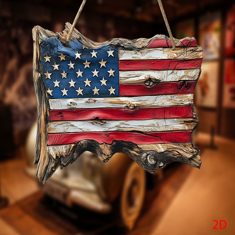 Décoration murale en bois rustique unisexe au design du drapeau des États-Unis fabriquée à partir de bois flotté fabriqué à la main
