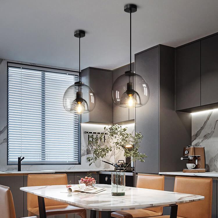 Lampe à suspension Rookglas Bol E27 25cm Eetkamer Slaapkamer Bar Industrieel Glazen Pendellamp Smoke Grijs Plafondlamp | Sansotis