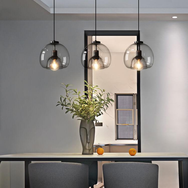 Lampe à suspension Rookglas Bol E27 25cm Eetkamer Slaapkamer Bar Industrieel Glazen Pendellamp Smoke Grijs Plafondlamp | Sansotis