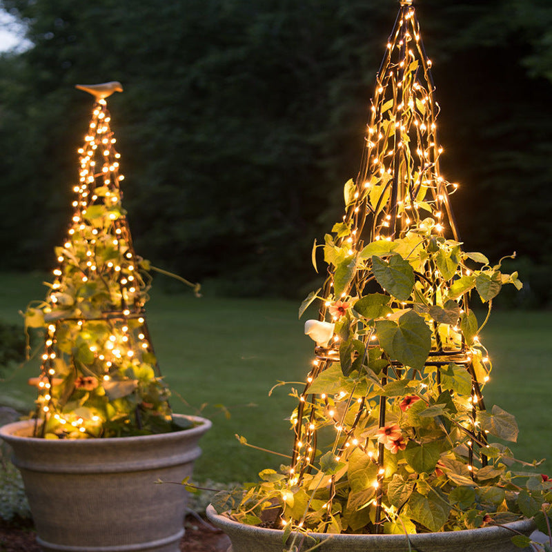 Guirlande lumineuse solaire micro-LED ultra flexible avec panneau étanche monté au sol