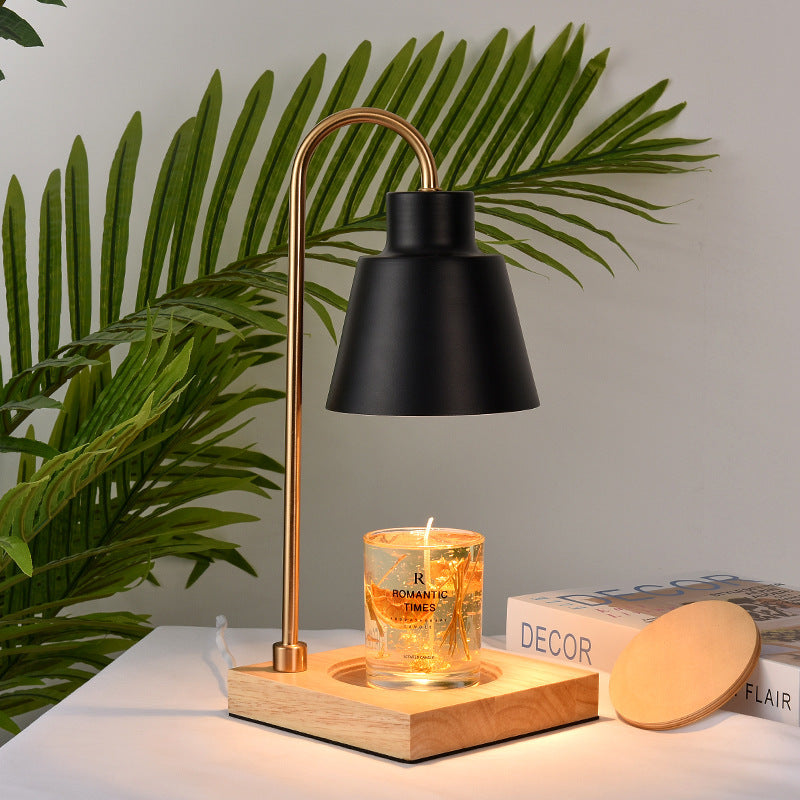 Lampe de bureau moderne avec base en bois