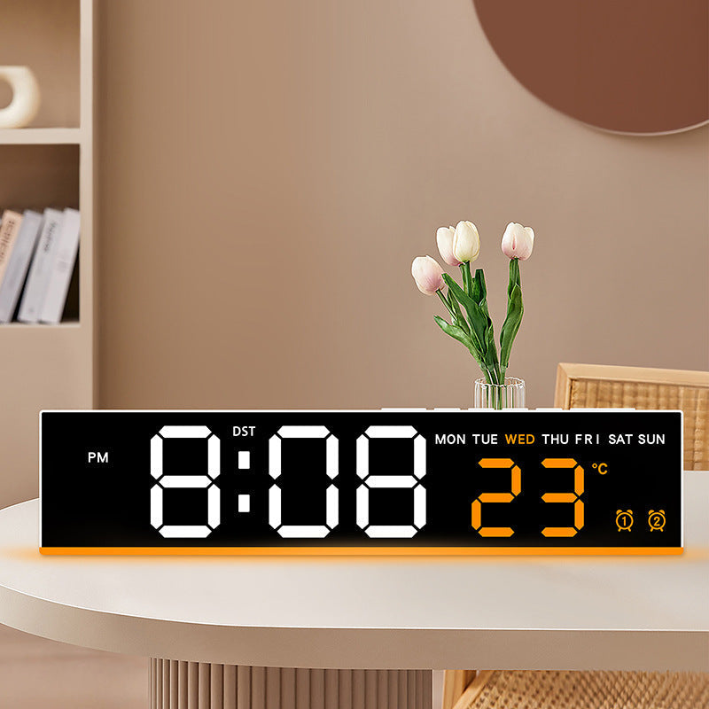 Horloge murale numérique avec grands chiffres LED et affichage de la température