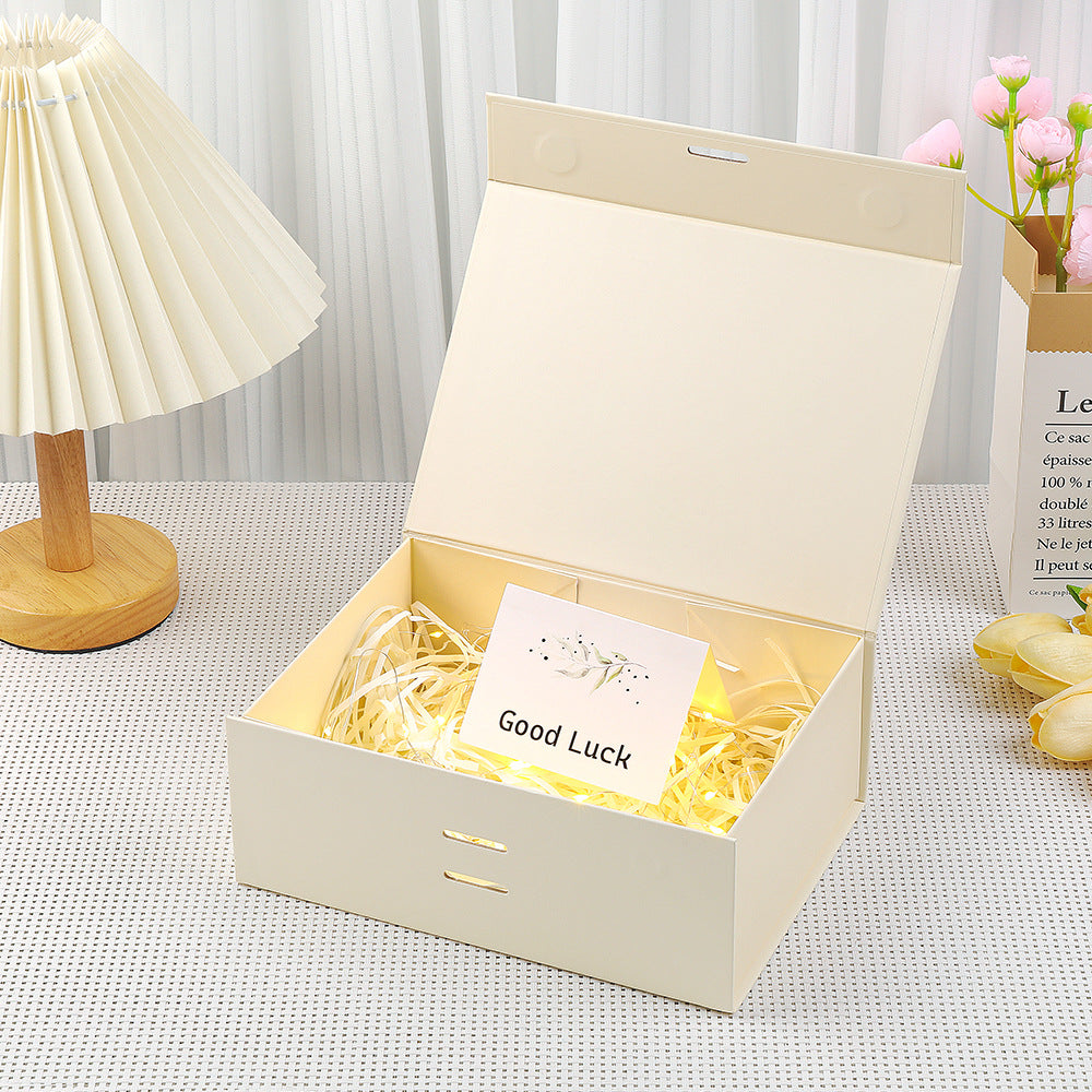 Coffret cadeau magnétique haut de gamme avec guirlande lumineuse LED et carte de vœux