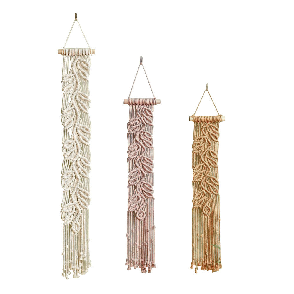 Décoration murale en macramé tissé à la main avec motif de feuilles