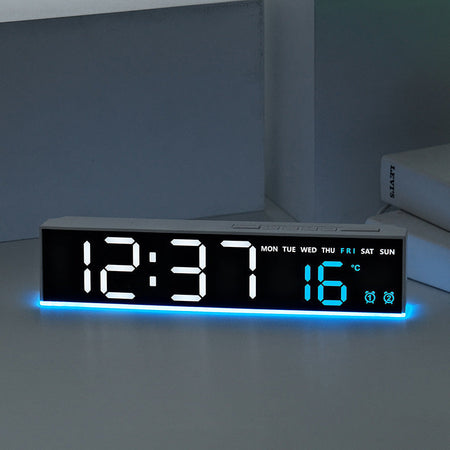Horloge murale numérique à grands chiffres à DEL avec affichage clair de l'heure, de la température et du jour de la semaine