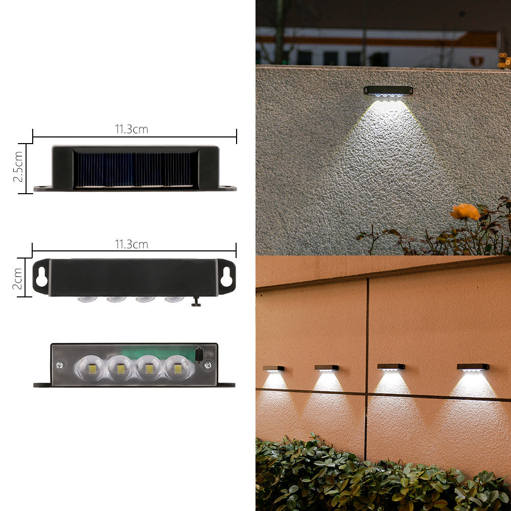 Applique murale LED compacte à détecteur de mouvement à énergie solaire pour escaliers et clôtures extérieures