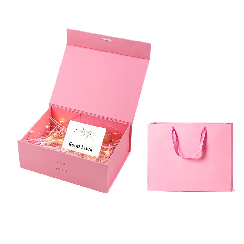 Coffret cadeau magnétique haut de gamme avec guirlande lumineuse LED et carte de vœux