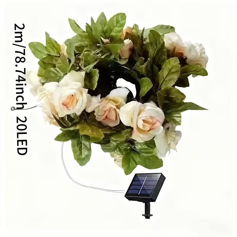 Artificielle Rose Vigne LED Guirlande Lumineuse Fil De Cuivre Étanche