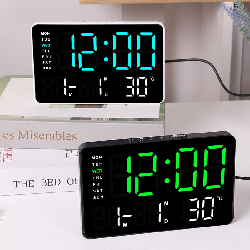 Horloge murale numérique avec affichage de la température et de la date