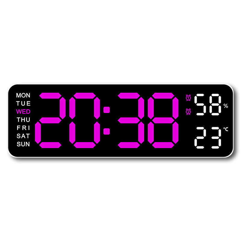 Horloge murale numérique avec affichage de la température et de l'humidité