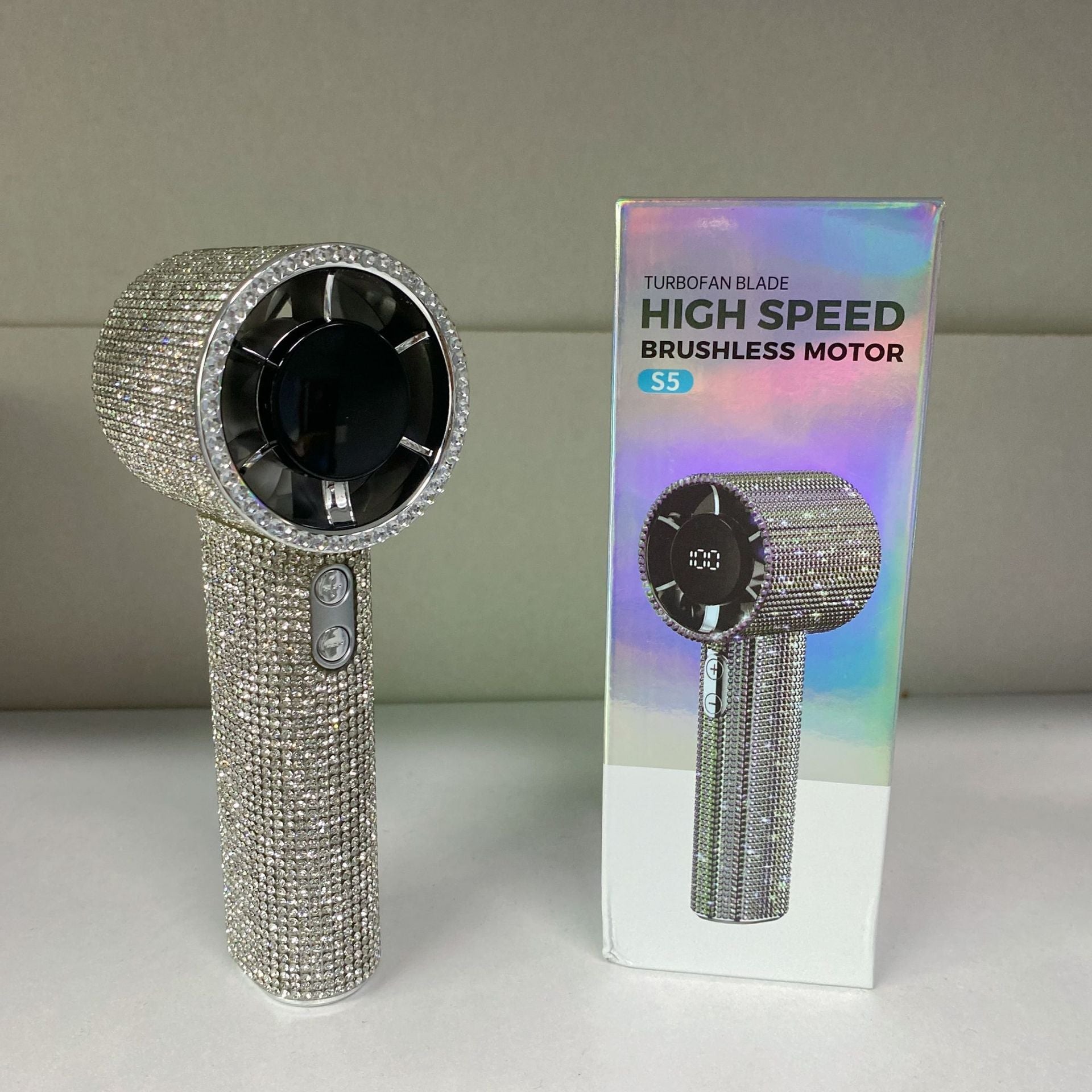 Sèche-cheveux portable haute performance pour femme avec détails brillants
