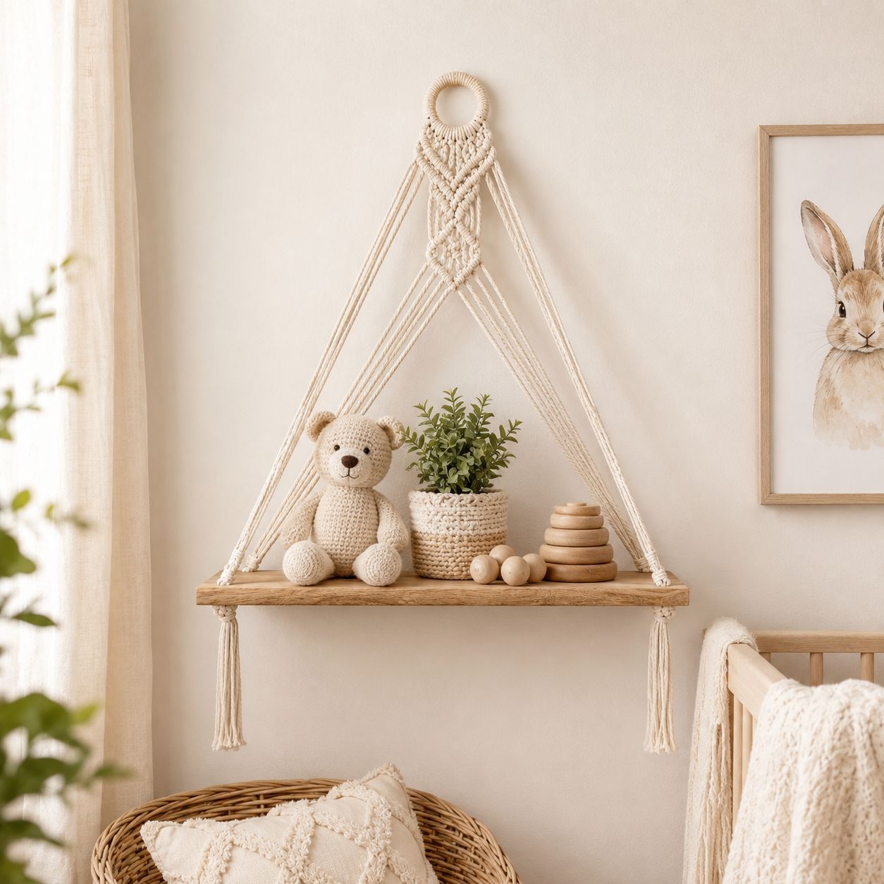 Etagère murale en macramé