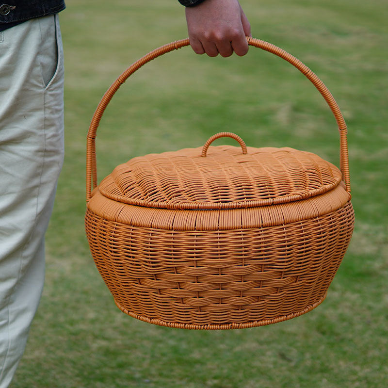 Panier à linge élégant pour femme avec couvercle et poignées pratiques