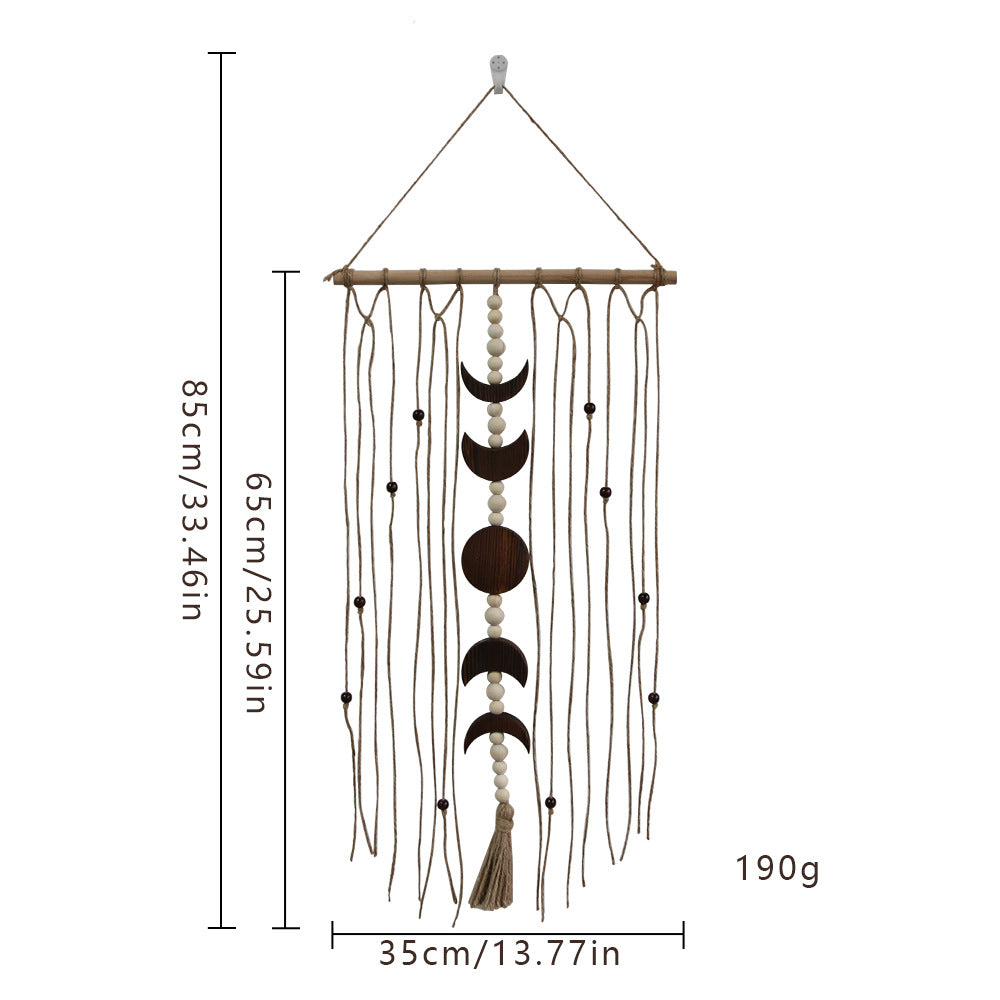 Décoration murale en macramé avec motif lune