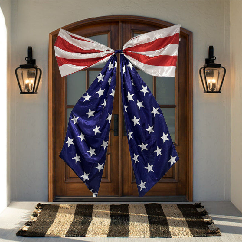 Grand nœud décoratif unisexe nan en polyester avec rubans extra longs et motif d'étoiles pour la décoration de porte et de mur