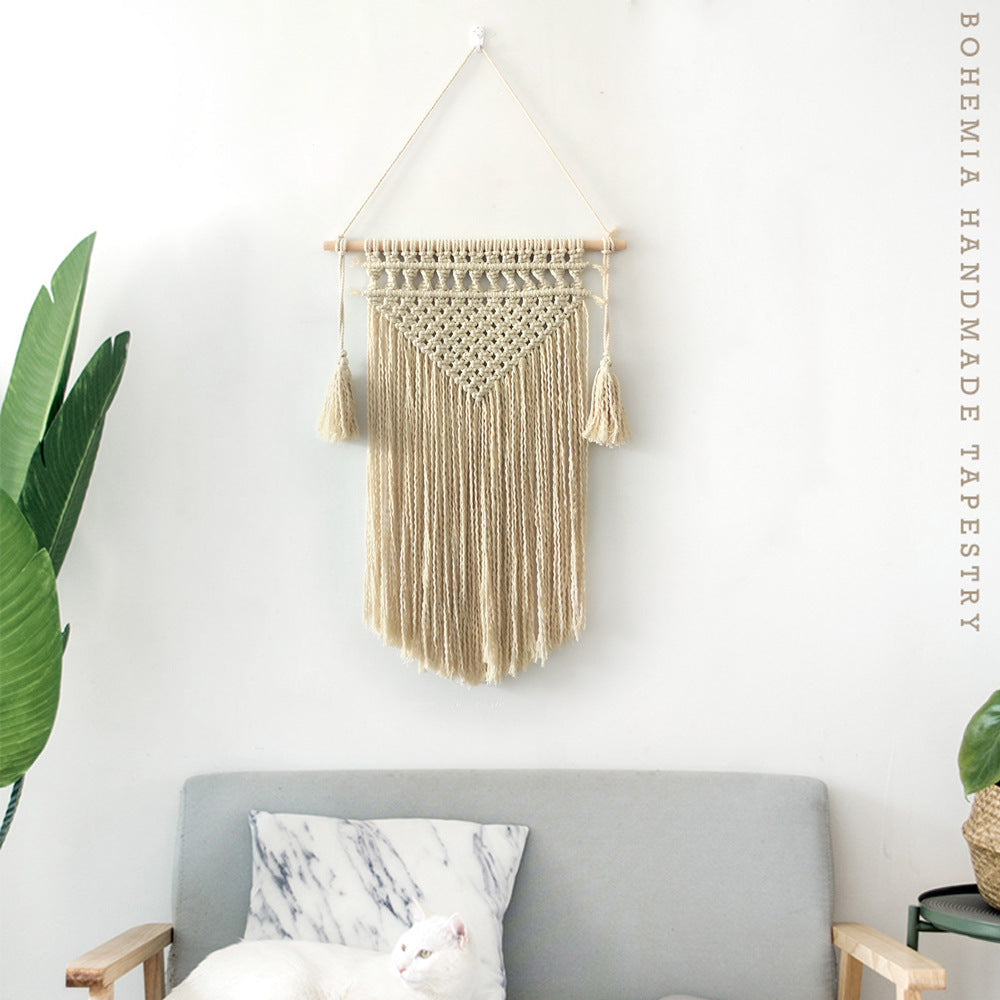 Décoration murale en macramé avec franges créatives