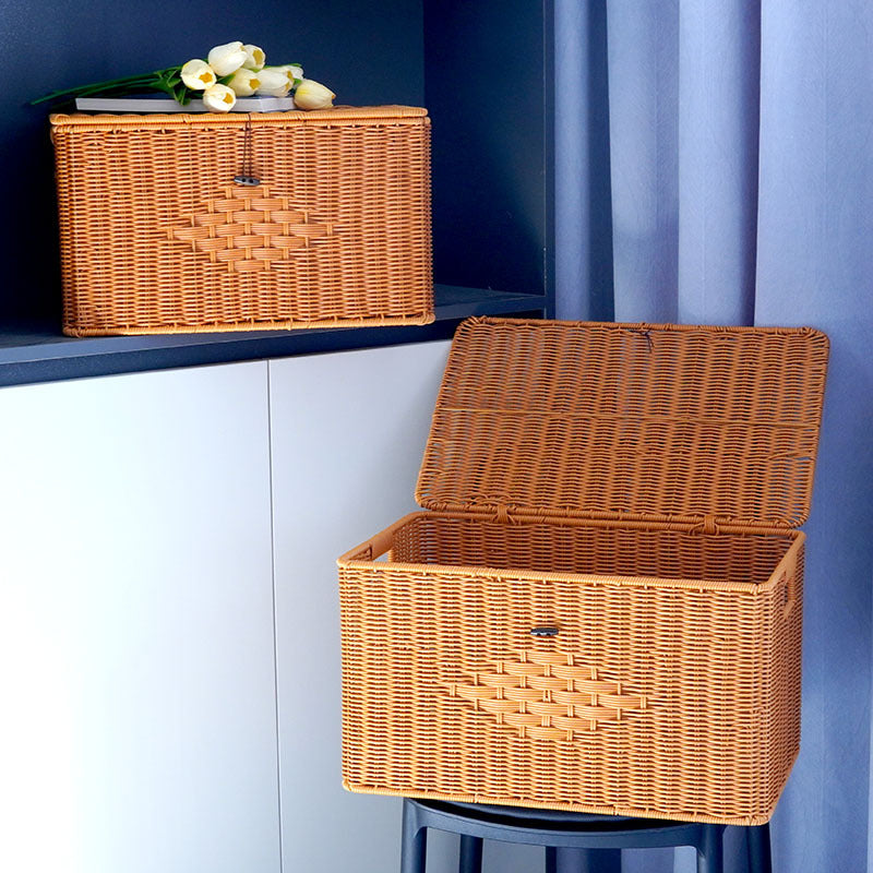 Panier à linge rectangulaire pour femme en matériau tressé