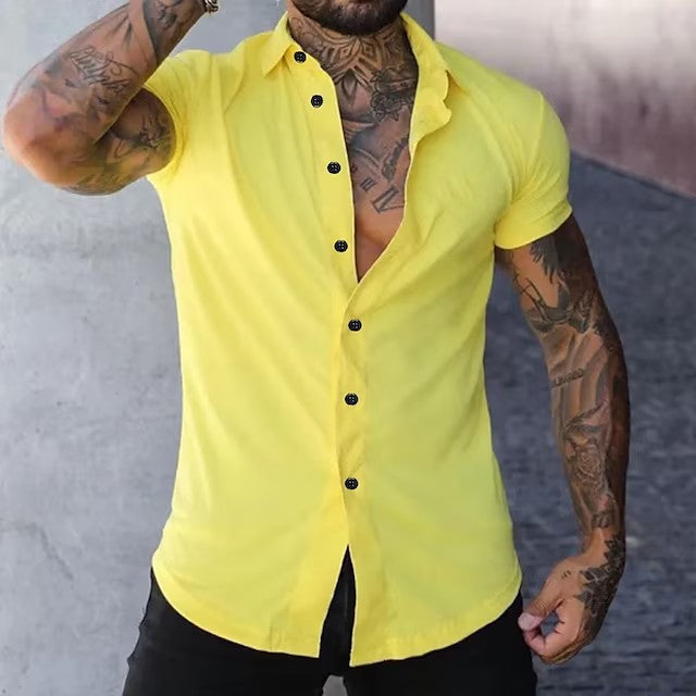 Chemise à manches courtes pour homme, coupe moderne et ajustée