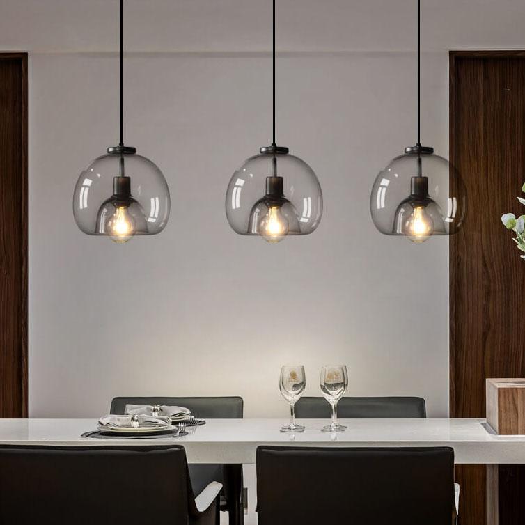 Lampe à suspension Rookglas Bol E27 25cm Eetkamer Slaapkamer Bar Industrieel Glazen Pendellamp Smoke Grijs Plafondlamp | Sansotis