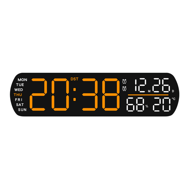 Horloge murale numérique avec affichage de la température et de l'hygromètre