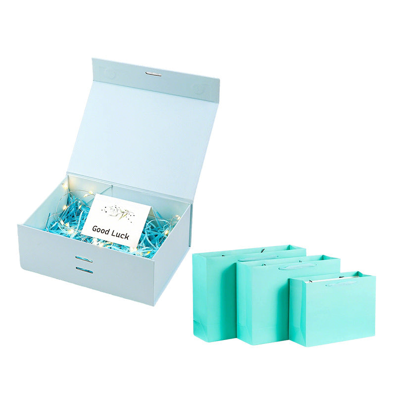 Coffret cadeau magnétique haut de gamme avec guirlande lumineuse LED et carte de vœux