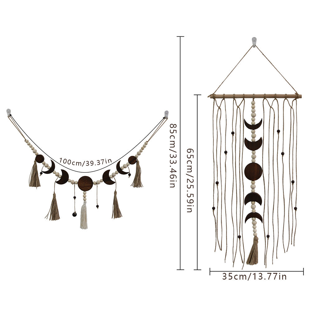 Décoration murale en macramé avec motif lune