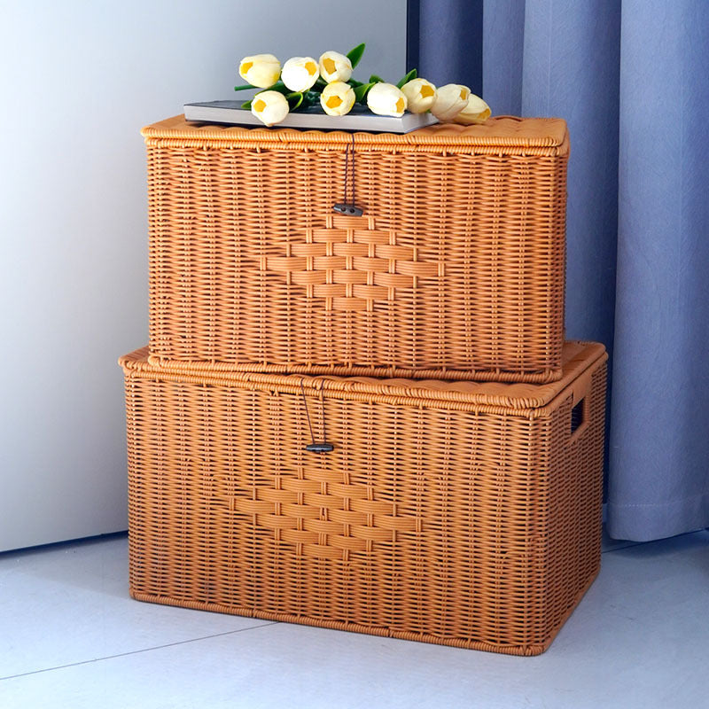 Panier à linge rectangulaire pour femme en matériau tressé
