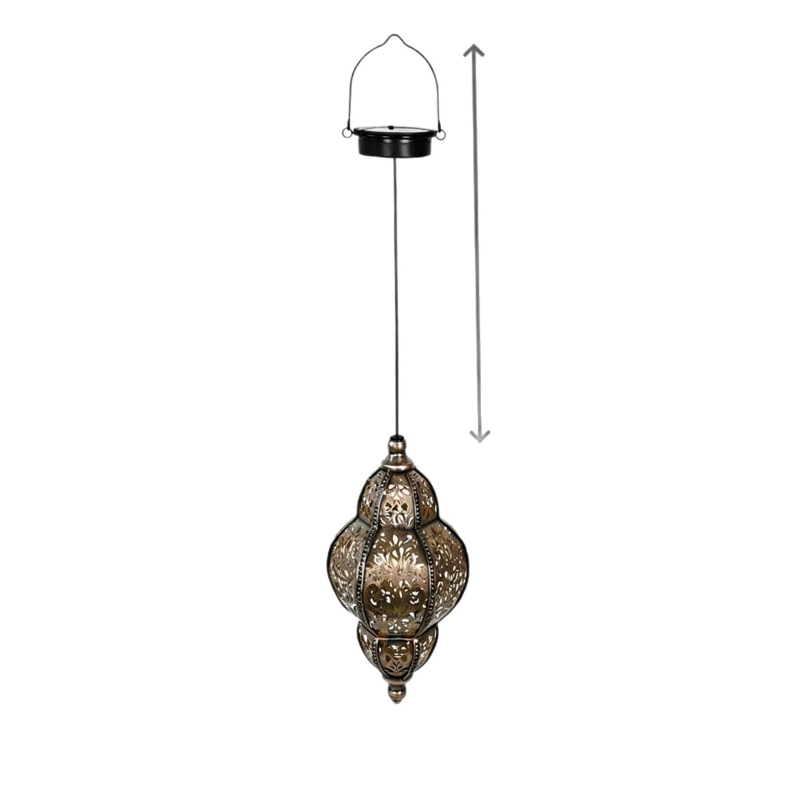 Lampe suspendue marocaine en métal sculpté avec projection d'ombre décorative et auvent