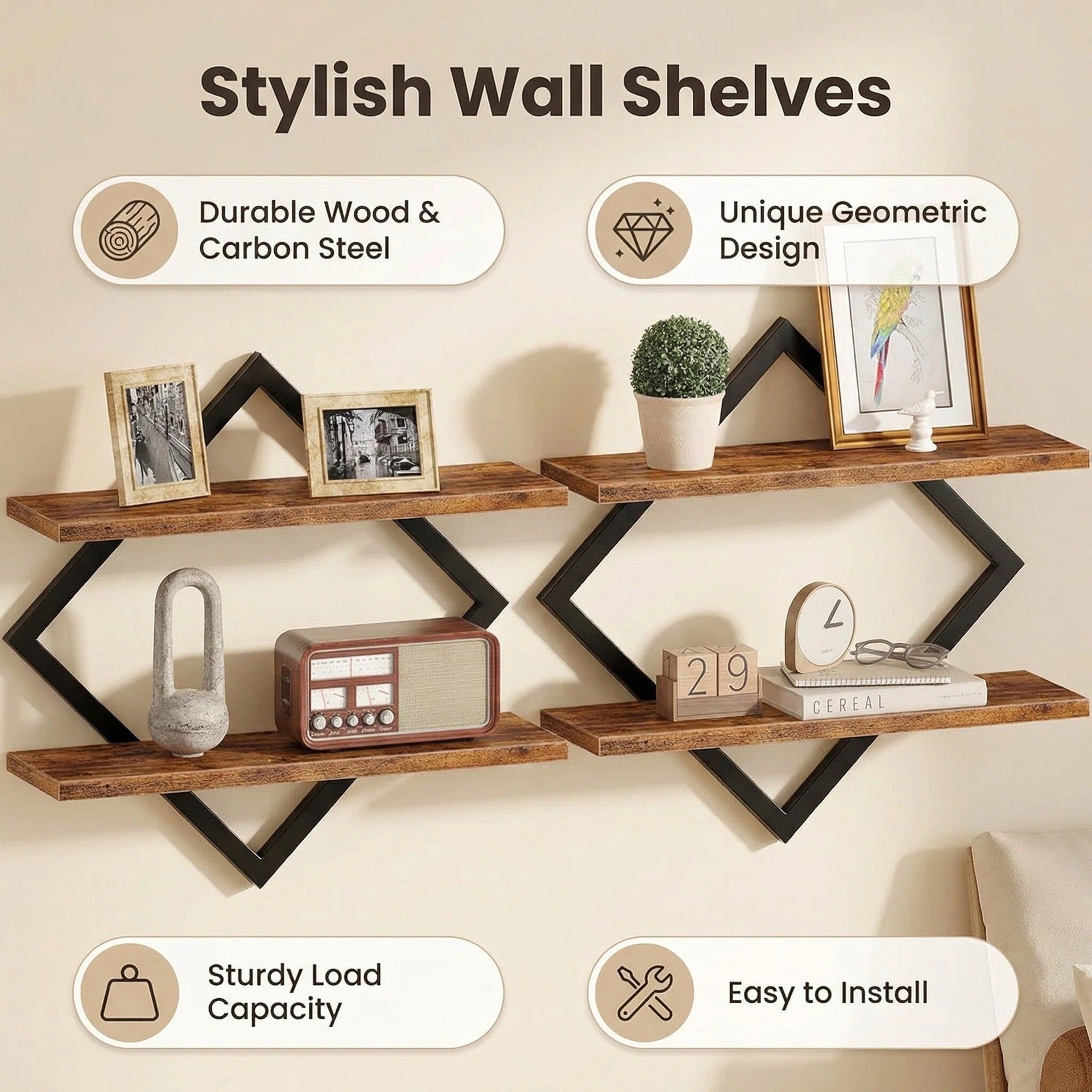 Etagère murale au design moderne en zigzag