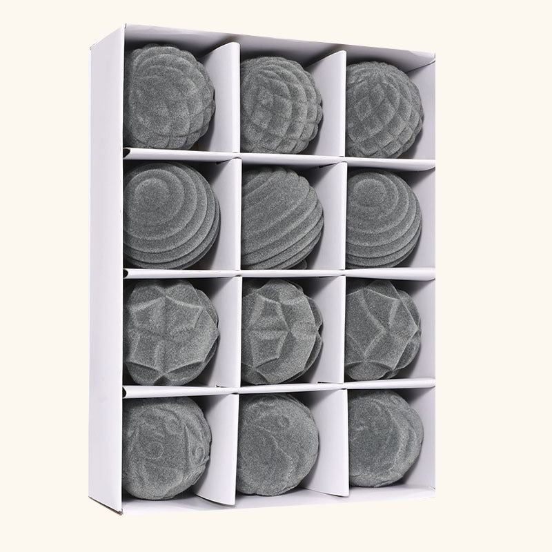 Boule de Noël floquée en boîte de 6 cm, 12 boules de velours pour arbre de Noël, décorations de vacances