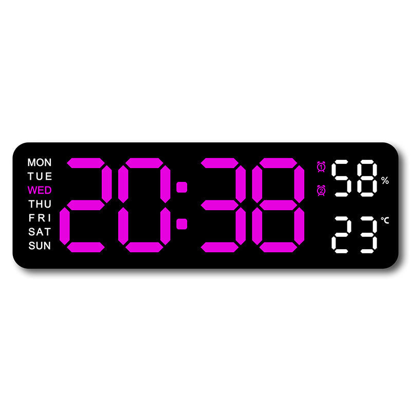 Horloge murale numérique avec affichage de la température et de l'humidité