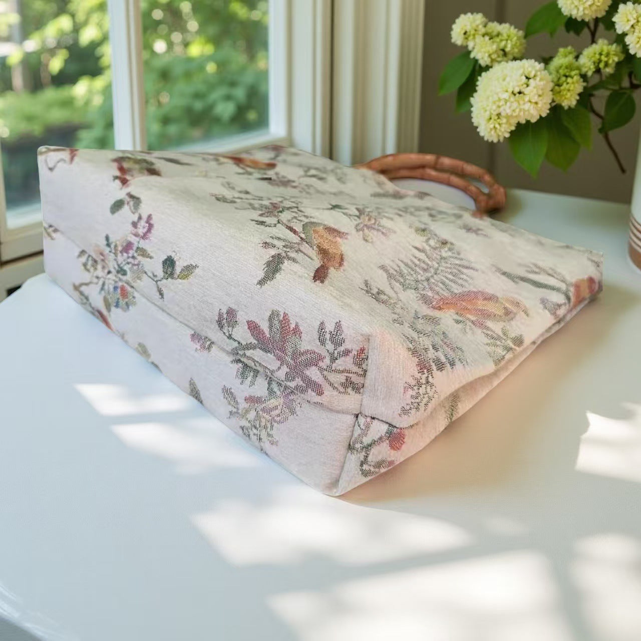 Sac à main tendance en tissu à poignées en bambou