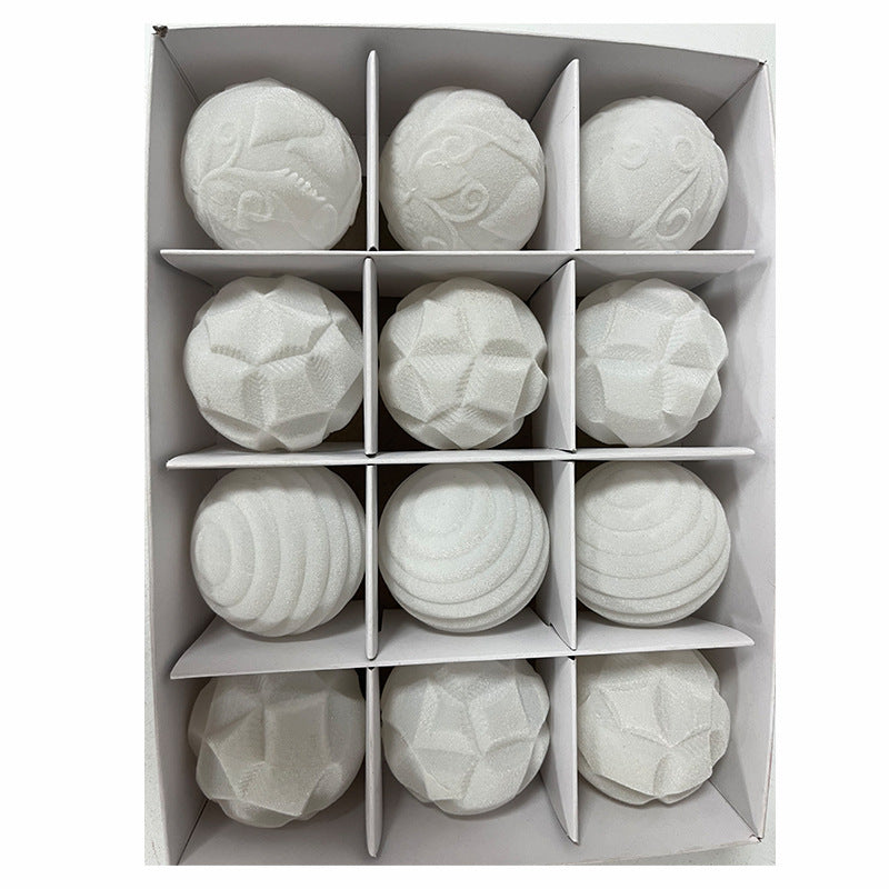 Boule de Noël floquée en boîte de 6 cm, 12 boules de velours pour arbre de Noël, décorations de vacances