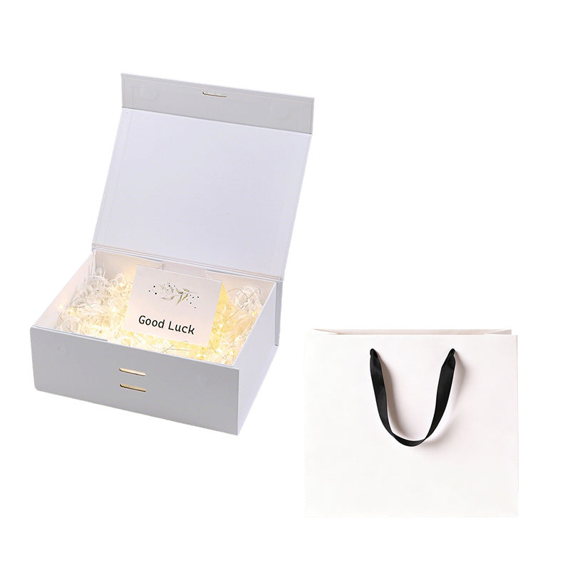Coffret cadeau magnétique haut de gamme avec guirlande lumineuse LED et carte de vœux
