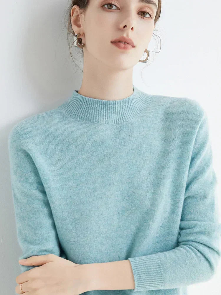 Pull Femme Classique Doux - Col Montant, Laine, Travail